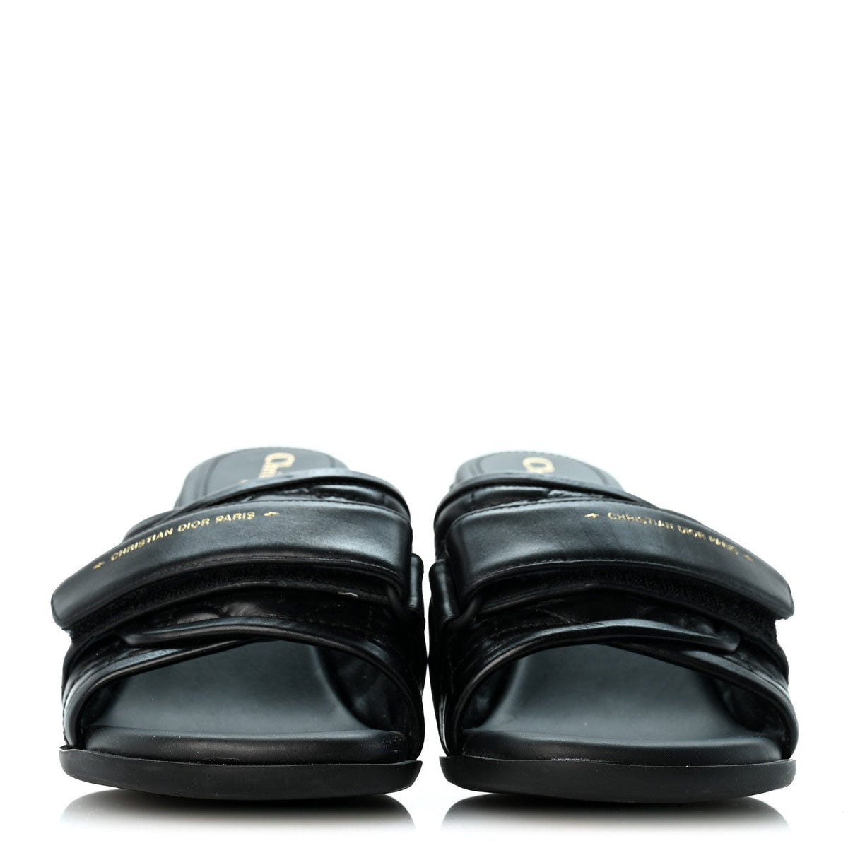Calfskin Cannage Quilted Dio(r)evolution 80mm Slide Sandals 39 Black