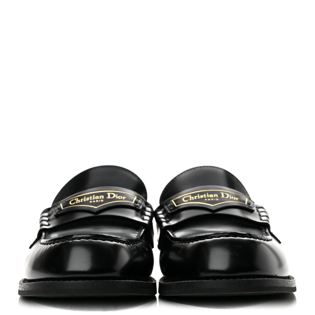 Brushed Calfskin Boy Loafer Mule 38 Black