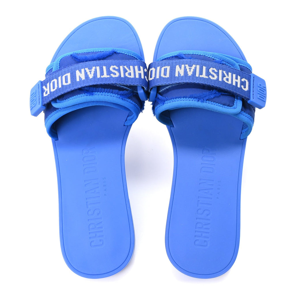 Technical Stretch Fabric Camouflage Dio(r)evolution Slide Sandals 35 Blue Fluo