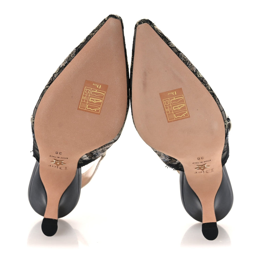 Mesh Butterly Embroidered J'Adior Slingback 65mm Pumps 36 Black