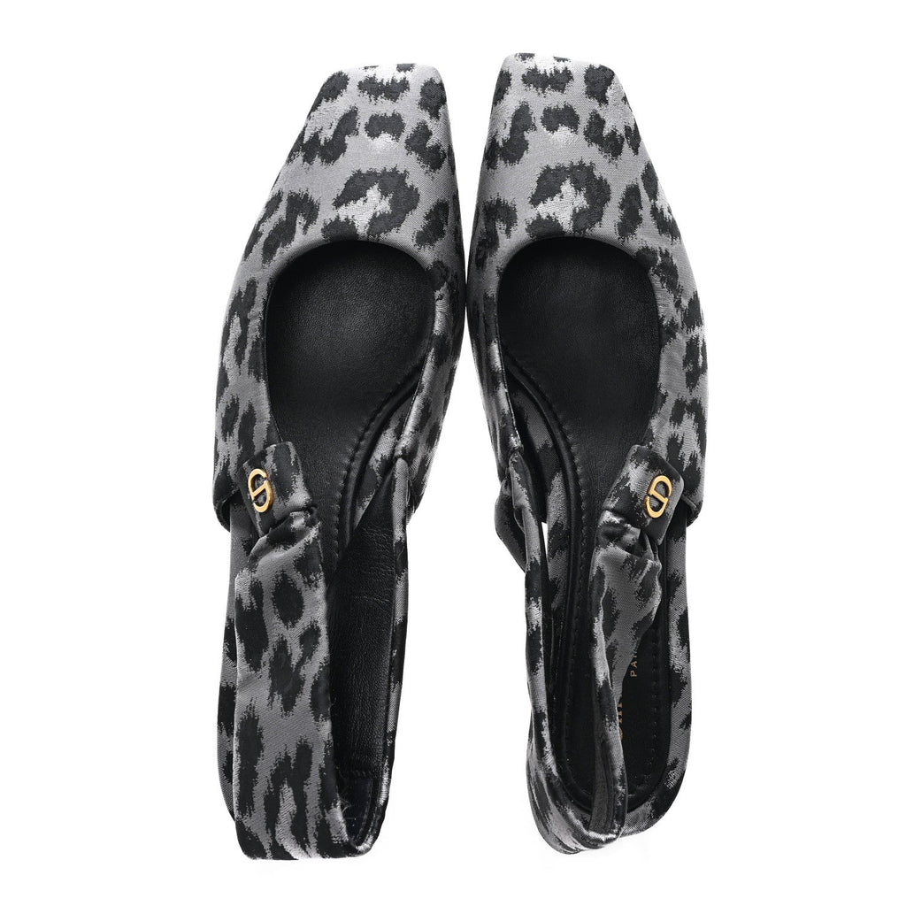 Nylon Leopard Print Mizza Slingback Pumps 40 Grey Multicolor