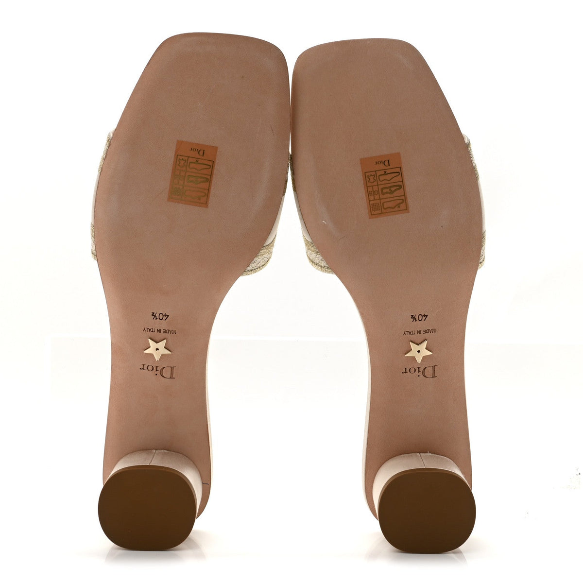 Metallic Satin Embroidered Dway 35mm Slide Sandals 40.5 Pale Gold