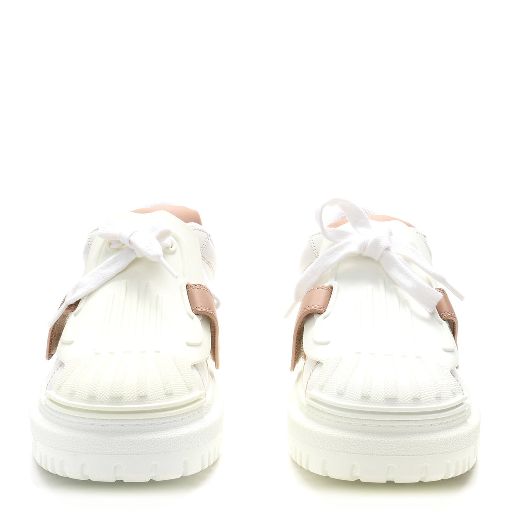 Calfskin Bi-Color Dior-ID Platform Sneakers 37.5 White Nude
