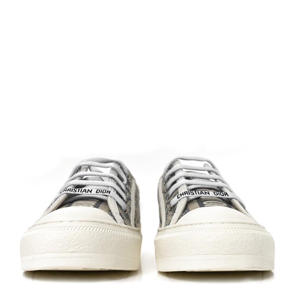 Oblique Chambray Raffia Effect Walk'N'Dior Low Top Sneakers 37 Blue Light Biscuit
