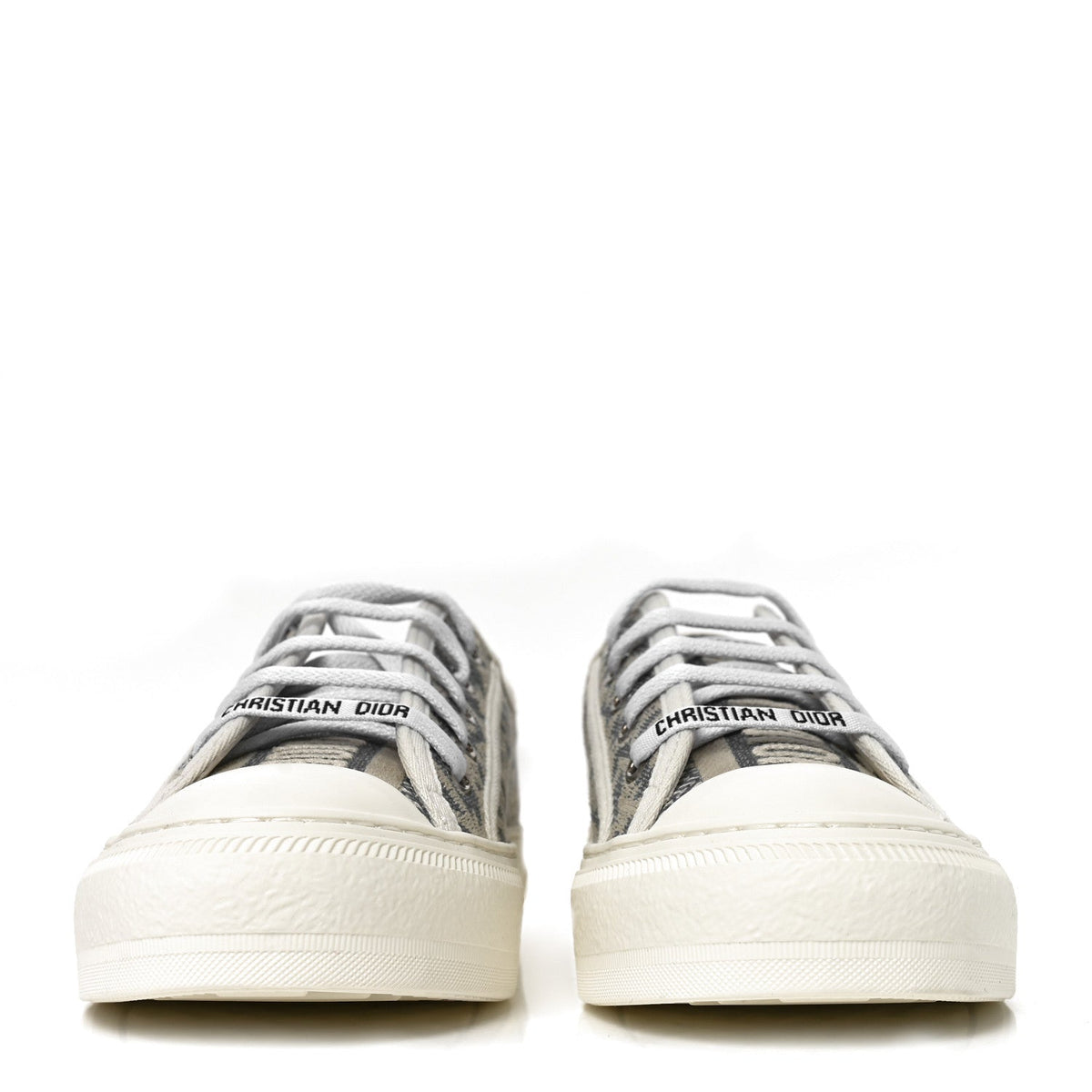 Oblique Chambray Raffia Effect Walk'N'Dior Low Top Sneakers 37 Blue Light Biscuit