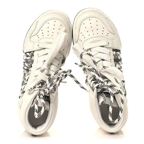 Calfskin Mesh Cutout High Top Sneakers 35 Black White