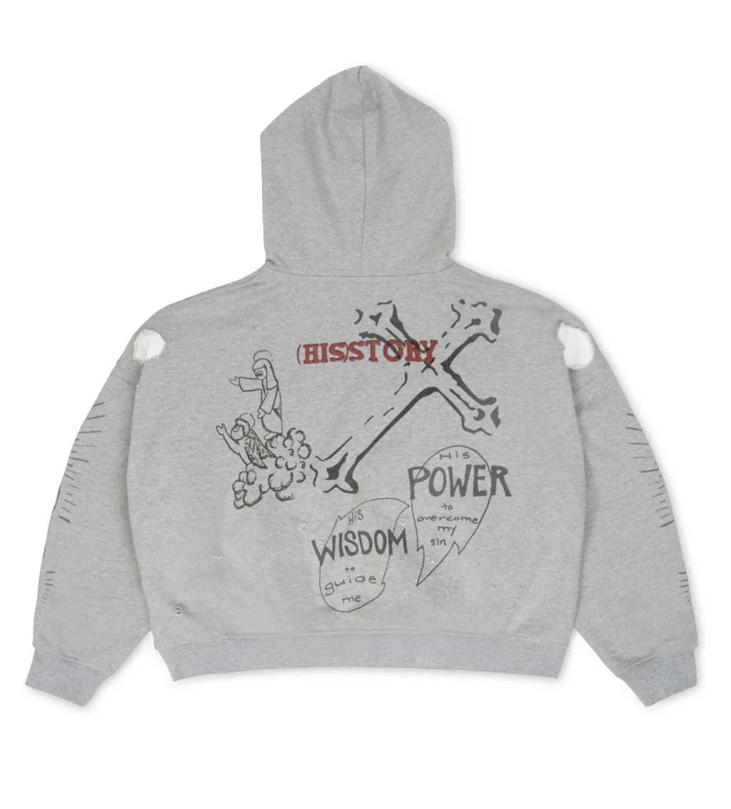 Righteous 3:16 Distressed Hoodie Grey