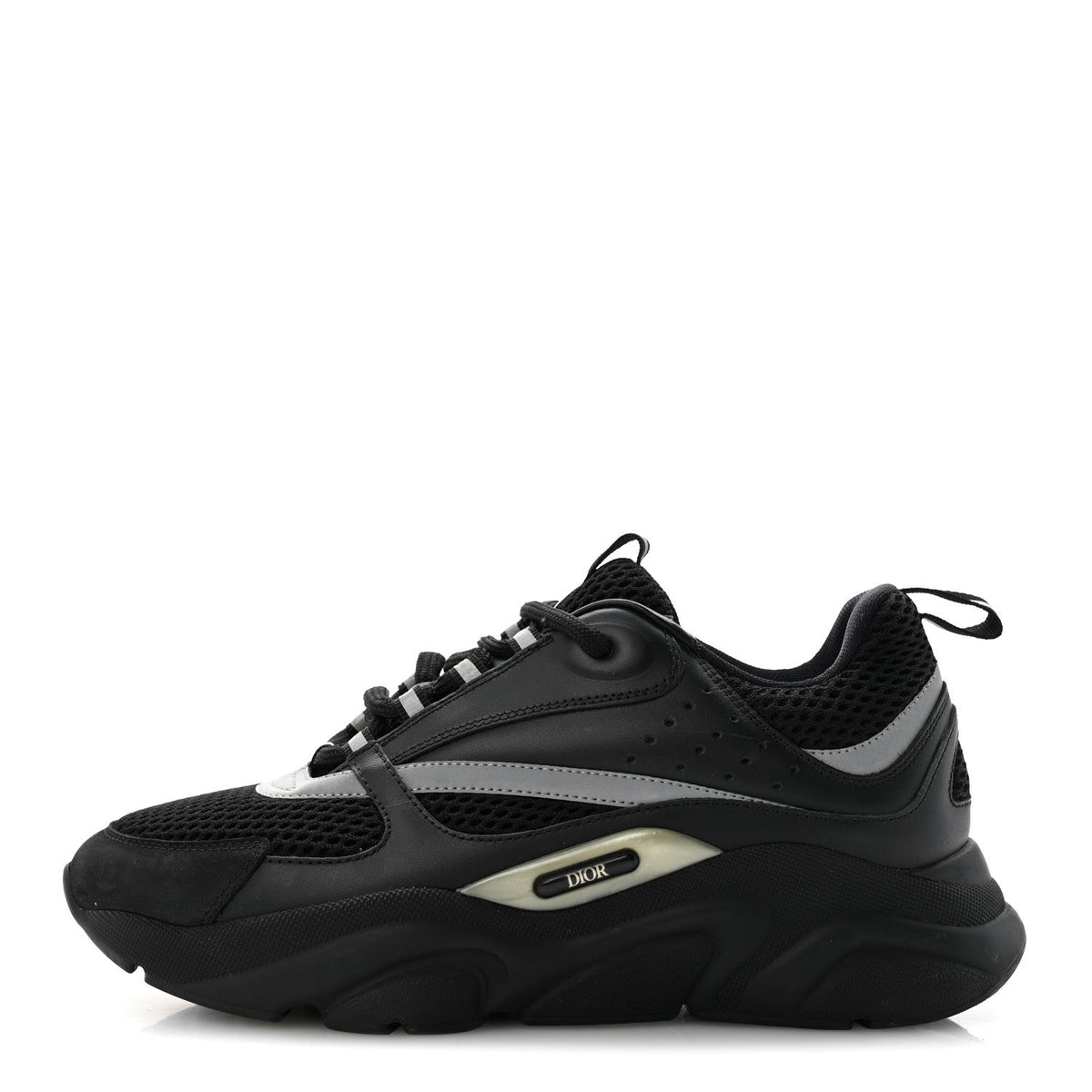Technical Mesh Calfskin Mens B22 Sneakers 40 Black