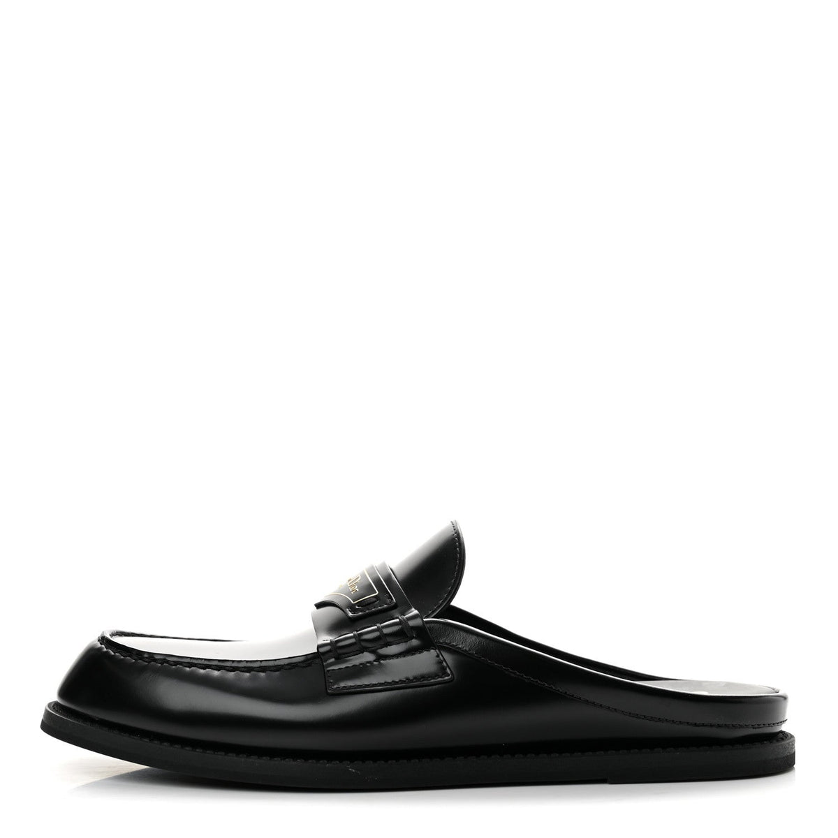Brushed Calfskin Boy Loafer Mule 38 Black