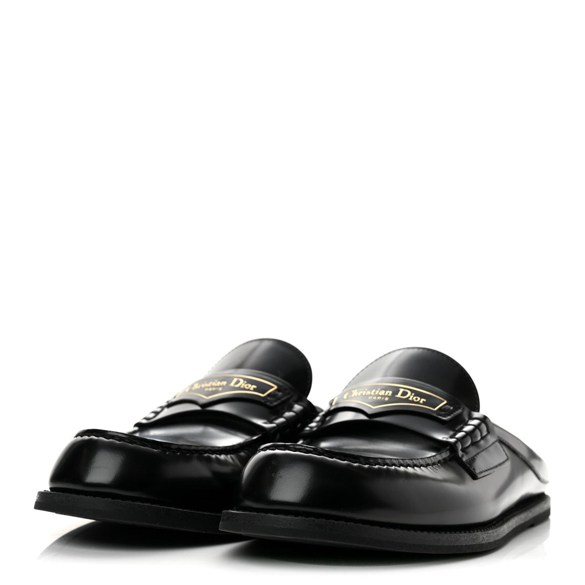 Brushed Calfskin Boy Loafer Mule 38 Black