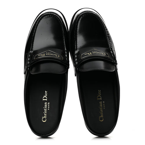 Brushed Calfskin Boy Loafer Mule 38 Black