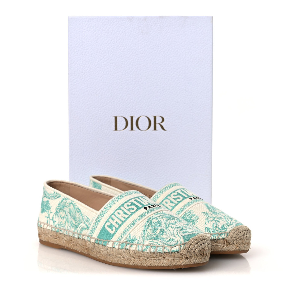 Embroidered Toile De Jouy Granville Espadrille 38.5 Aquamarine